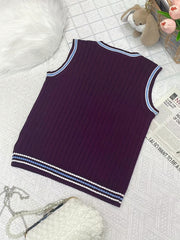 Youth V Neck Knitted Vest Uniform Varsity Style