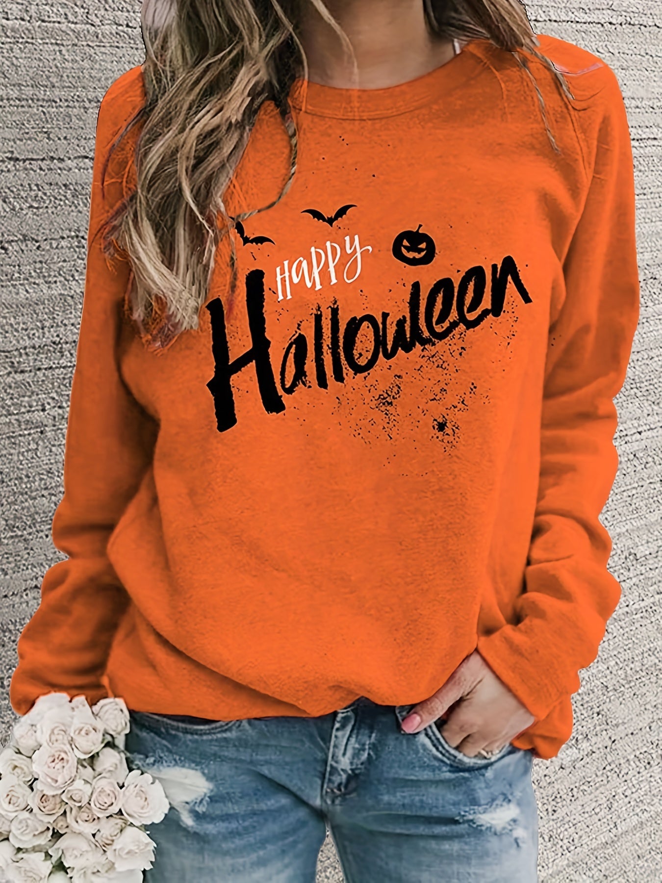 Halloween Block Pullover Sweatshirt for Women