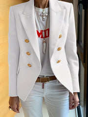Double Breasted Lapel Blazer Solid Open Front Long Sleeve