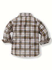 Toddler Boys Plaid Shirts Long Sleeve Button Down Tops