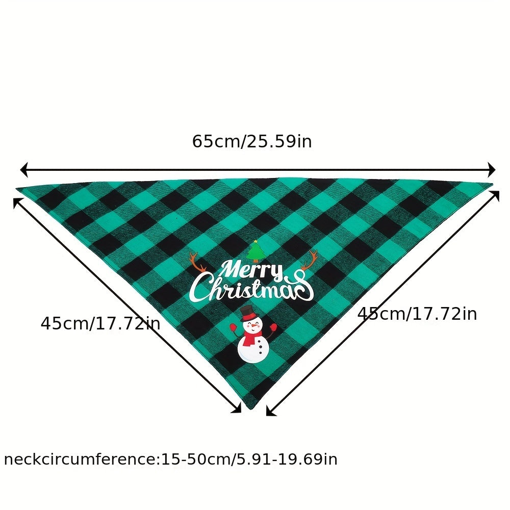 Christmas Plaid Pet Collar Dog Bandana Triangle Towel Scarf Bib