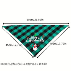 Christmas Plaid Pet Collar Dog Bandana Triangle Towel Scarf Bib