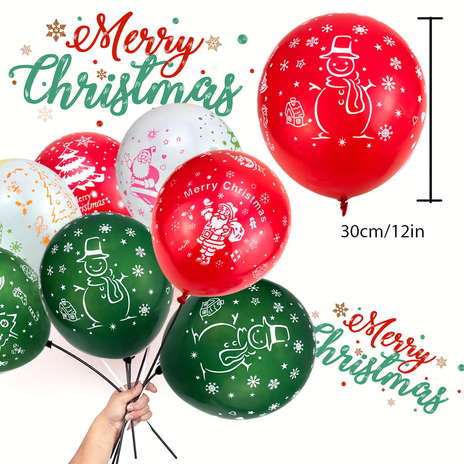 Christmas Latex Balloons 30-48cm Santa Trees Snowflakes Elk Snowman Bell