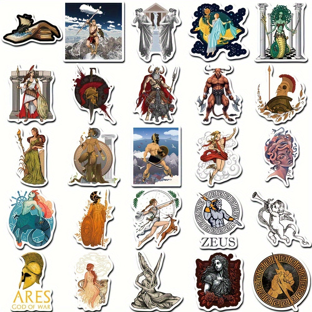 50pcs Greek Mythology Aesthetics Sticker for Laptops Cars Phones Guitars Helmets