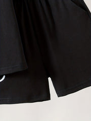Boy's Happy Face Print T-shirt & Shorts Set for Summer