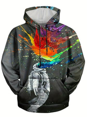 Astronaut 3D Print Hoodies for Men - Graphic Hoodie with Kangaroo Pocket