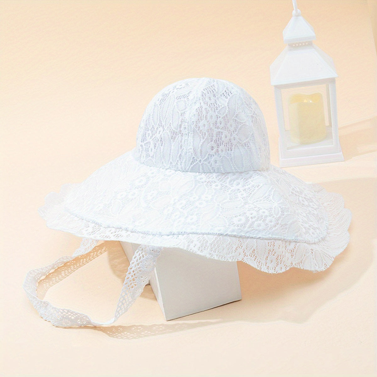 Wide Brim Lace Sun Hat Hollow Out Breathable UV Protection Hat