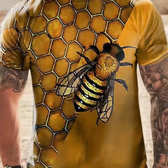 Bee 3D Graphic Print Men's T Shirt for Summer Outings