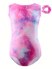 Leopard Print Sleeveless Gymnastics Suit for Girls