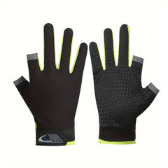 1pair Fishing Gloves Anti slip Breathable Mitten 2 finger Cut Unisex Gloves