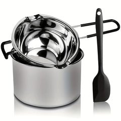Stainless Steel Double Boiler Pot Set 600ml & 1600ml with Spatula