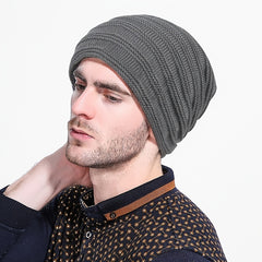 Double Layer Fleece Winter Men Warm Knitted Hat for Snow