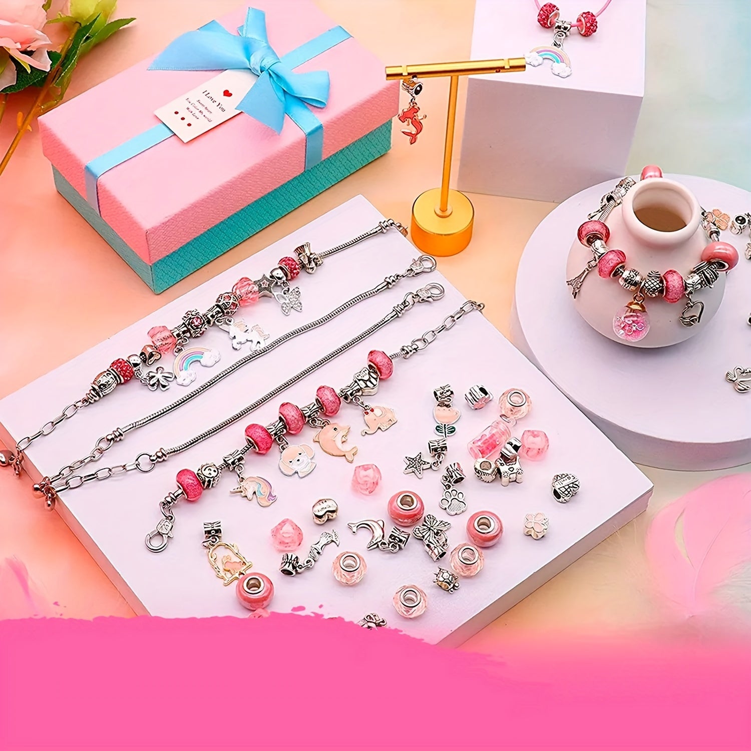 DIY Charm Bracelet Making Kit with Beads for Girls & Adults
