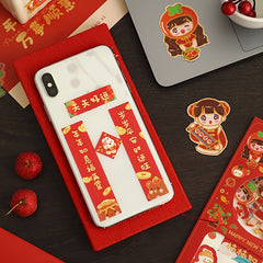 24pcs PET Happy Chinese Year Girl Stickers Journal DIY Decorative Stationery