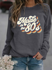 Vintage 80s Print Graphic Pullover Sweatshirt for Women