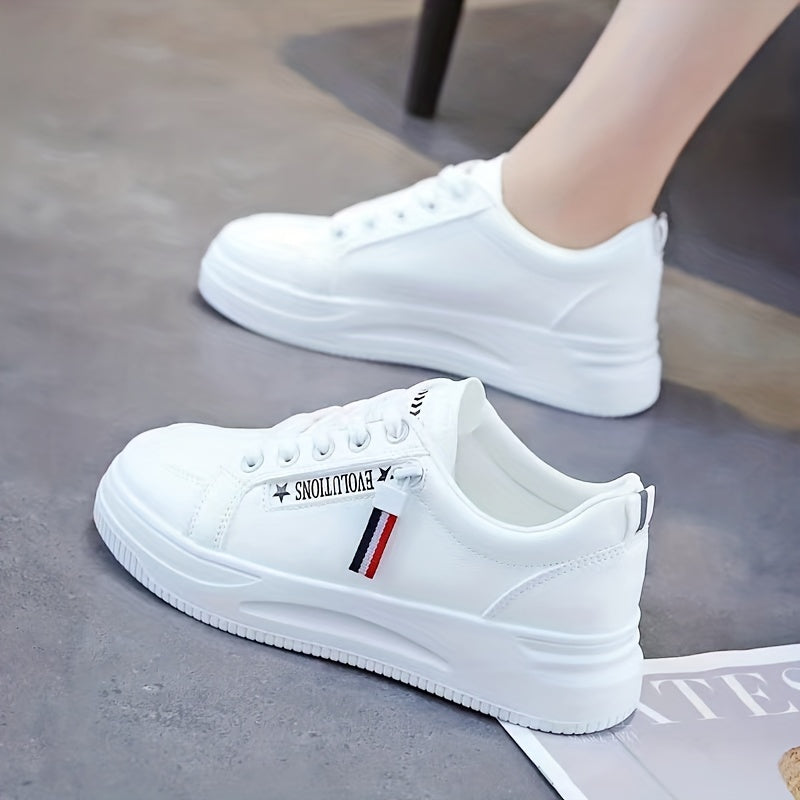 Women's Platform Skate Shoes Lace Up Low Top Sneakers Round Toe Sports Shoes