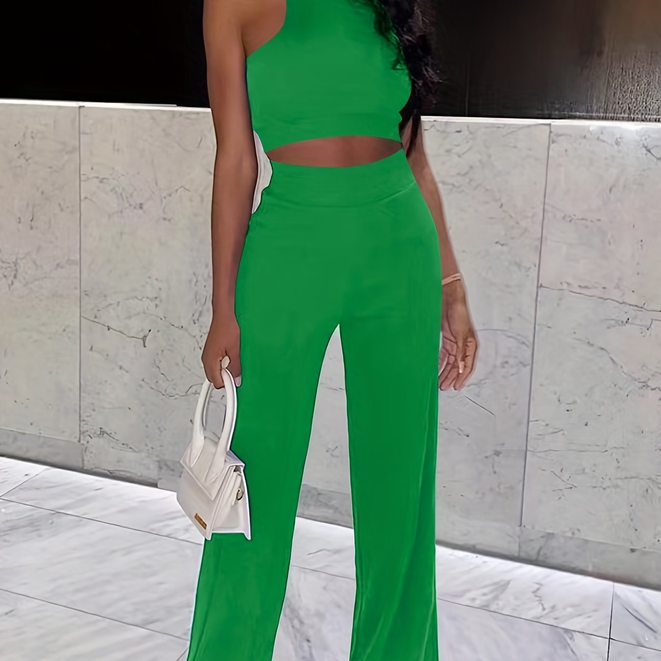 Casual Tank Top & Wide Leg Pants Set Women's Outfit
