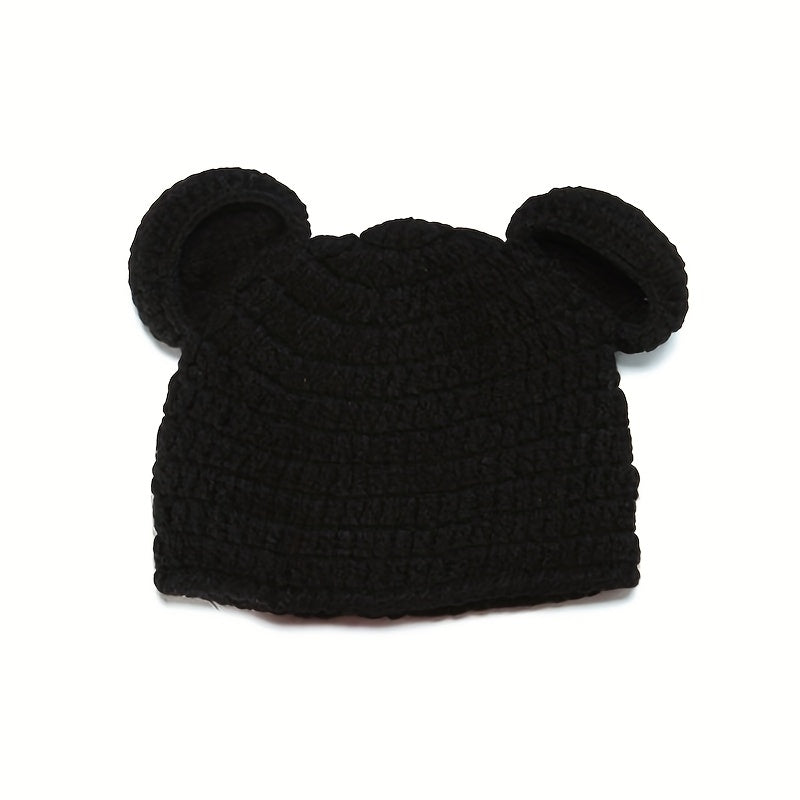 2pcs Baby Boys Mouse And Flower Knit Hat Underwear Set