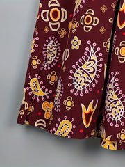 Boho Paisley Print V Neck Maxi Dress Plus Size