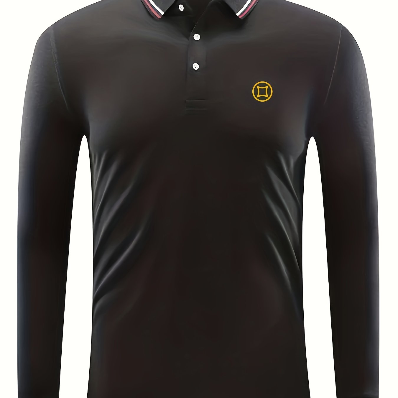 Copper Coin Print Men's Lapel Polo Shirt Casual Slightly Stretch