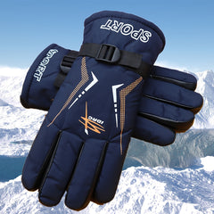 Thickened Printed Skin Feeling Split Finger Ski Gloves
