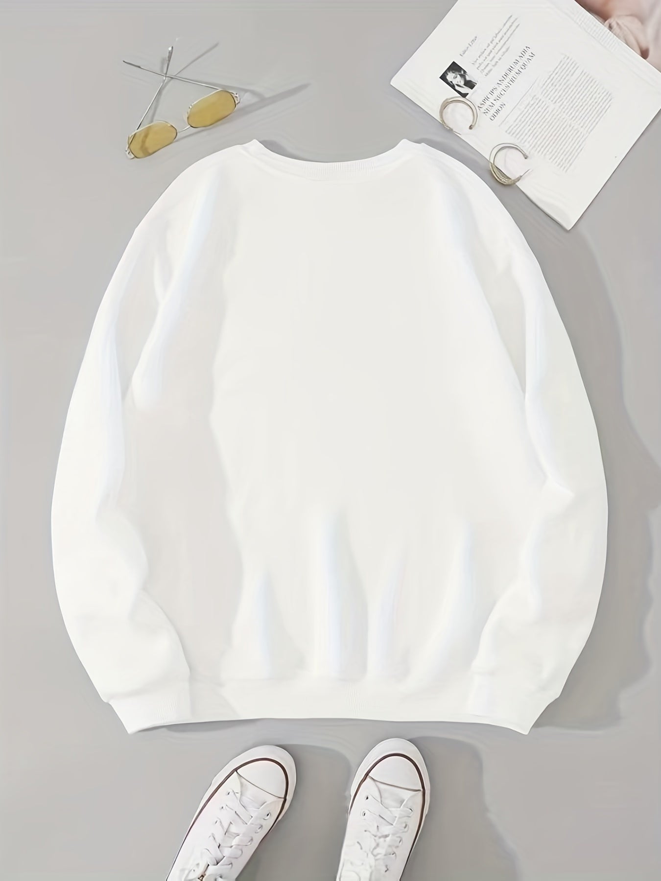 Colorful Letter Print Pullover Sweatshirt for Women