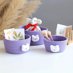 Purple Cotton Rope Animal Storage Basket