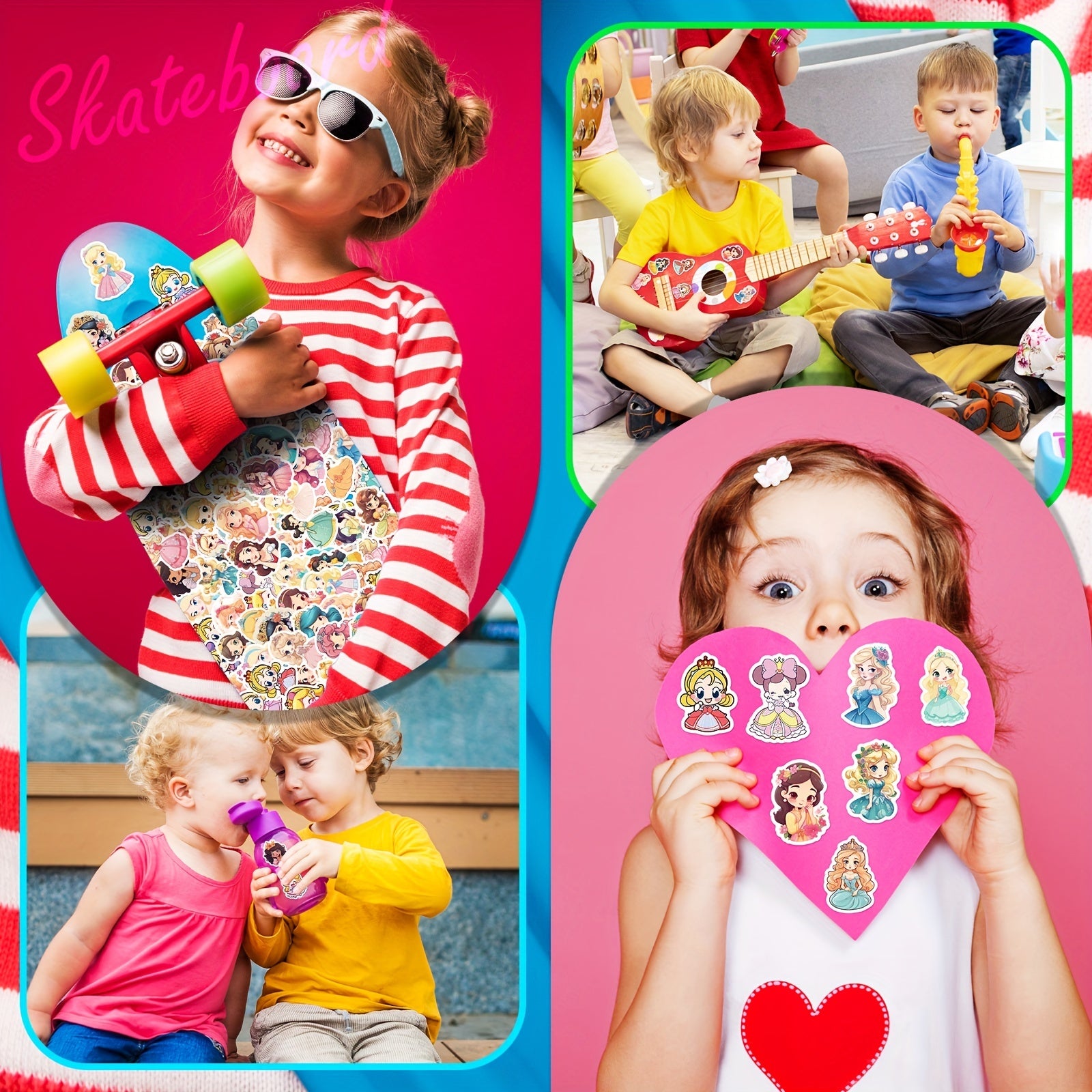 50pcs Princess Stickers Vinyl Waterproof Cartoon Princess Stickers For Girls