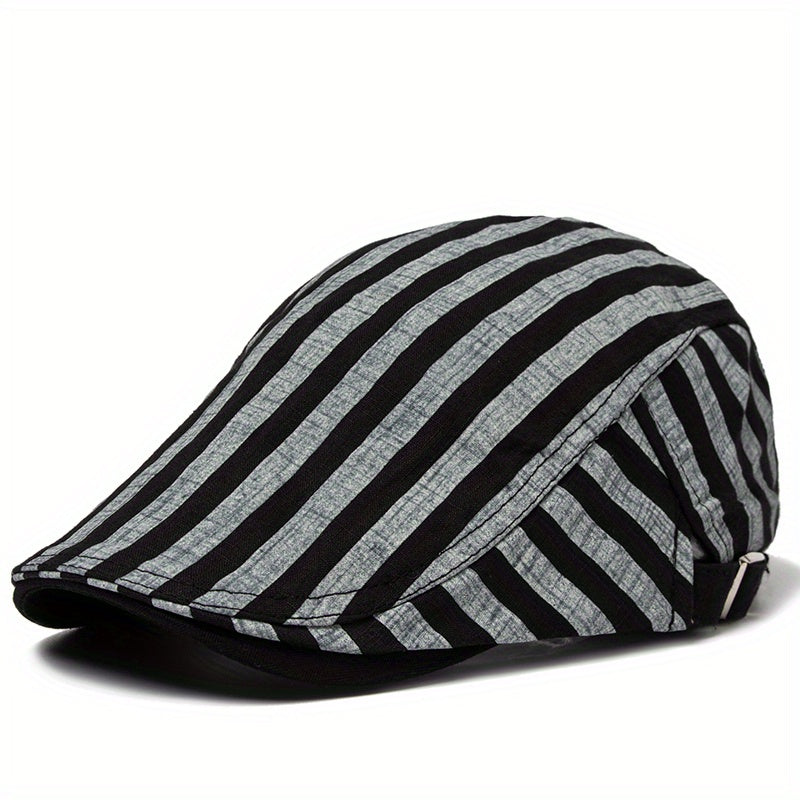 CNTANG Summer Thin Stripes Beret Men's Flat Cap Vintage Casual Boina