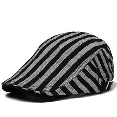 CNTANG Summer Thin Stripes Beret Men's Flat Cap Vintage Casual Boina