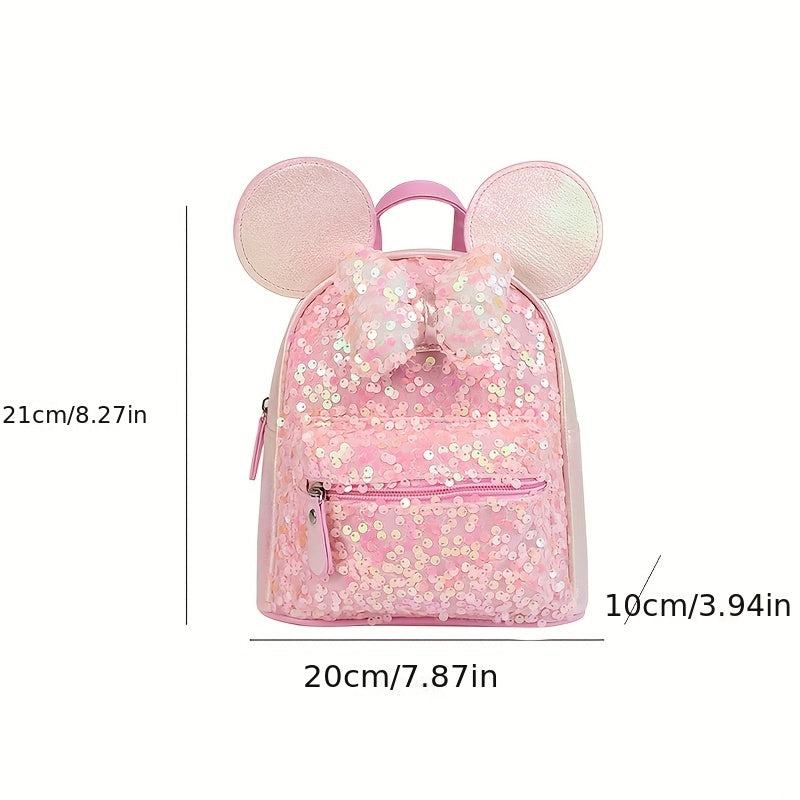Kids Mouse Ear Sequin Butterfly Knot Backpack For Girls Boys
