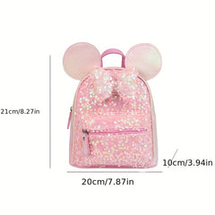 Kids Mouse Ear Sequin Butterfly Knot Backpack For Girls Boys