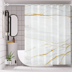 Marbled Shower Curtain Set Bathroom Waterproof Shower Curtain With Plastic Hooks