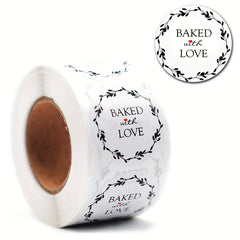 500pcs Round Baking With Love Sticker Dessert Sealing Label