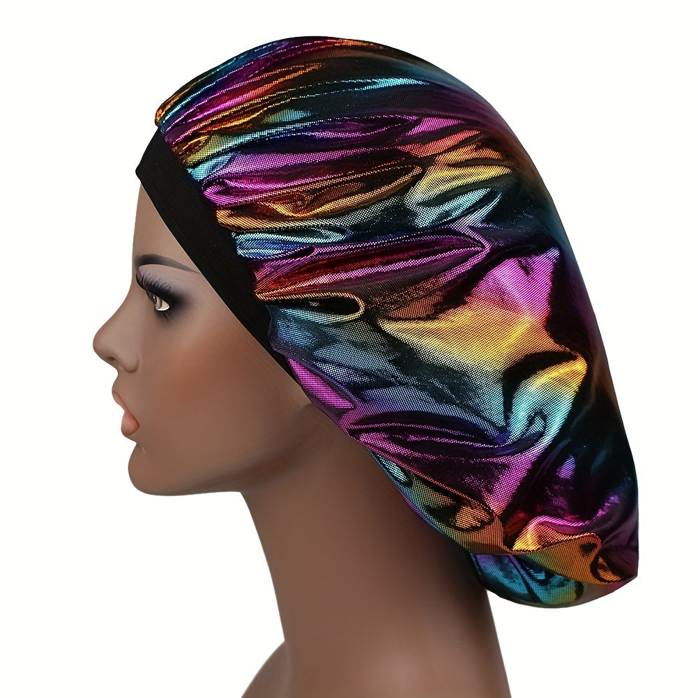 Laser Y2K Elastic Bonnet Lightweight Bright Gradient Hair Bonnet