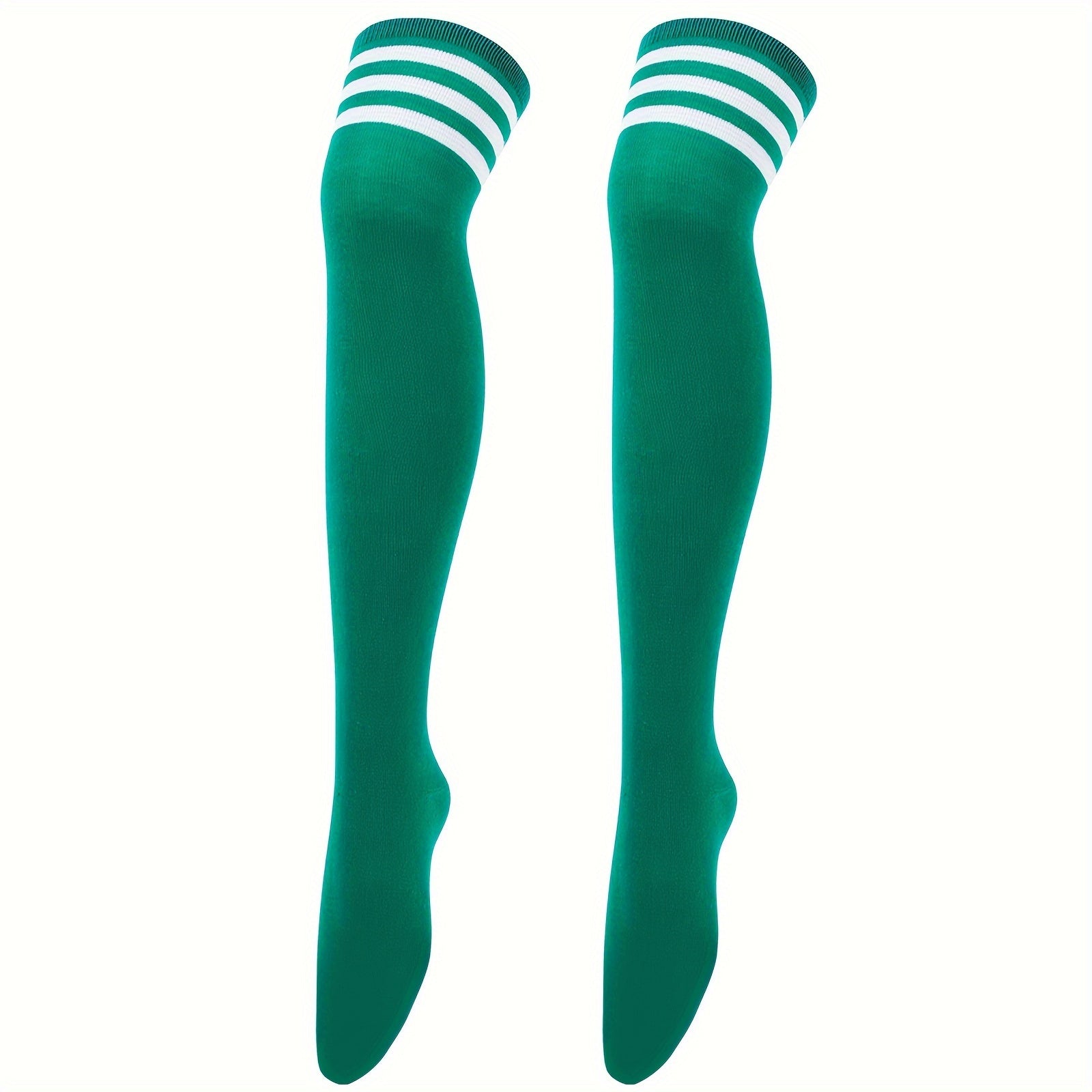 Striped Thigh High Socks Sports Over The Knee Socks Women's Stockings