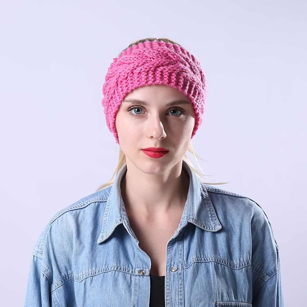 Knitted Twisted Headband Solid Hairband Ear Warmer For Women Girls