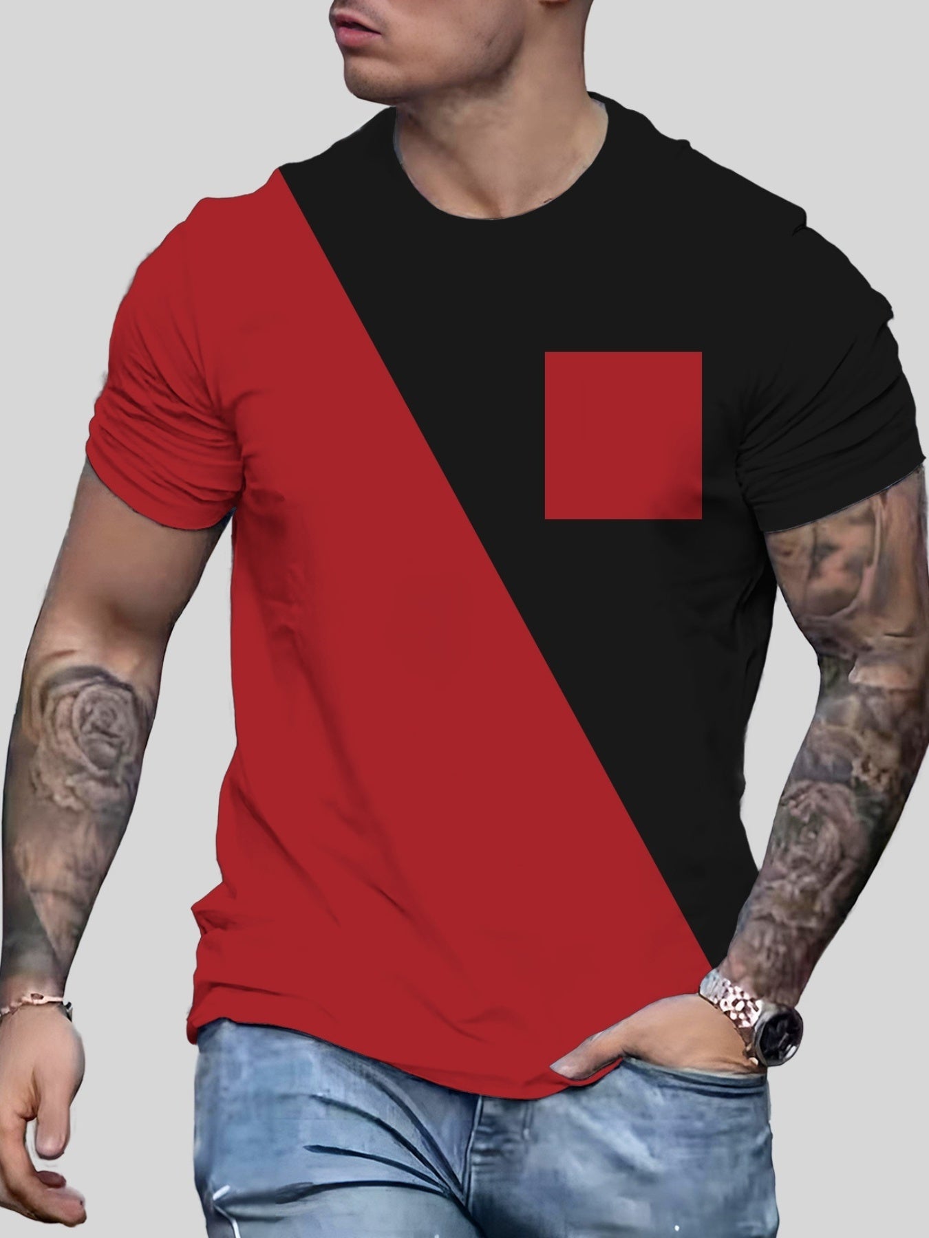 Men's Block Pocket T shirt For Summer