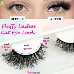 7 Pairs Fluffy Fox Eye False Eyelashes for Dramatic Look