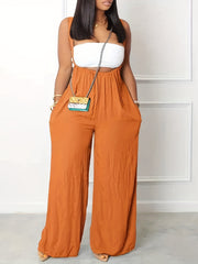Solid Tube Bra & Wide Leg Overalls Set