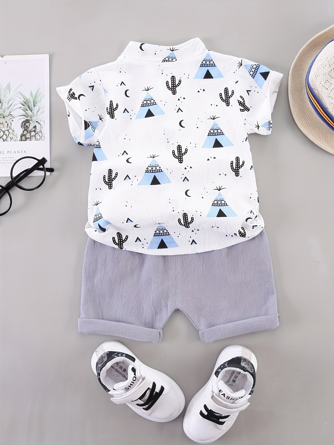 Baby Boys Pyramid Print Shirt & Shorts Set