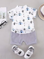 Baby Boys Pyramid Print Shirt & Shorts Set