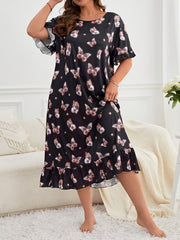 Nightdress Glitter Butterfly Print Short Sleeve Sleep Dress