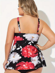 Retro Tankini Set V Neck Cami Top & Panty Swimsuit