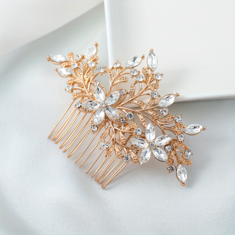 Crystal Floral Hair Comb Head Jewelry Bridal Wedding Hair Accessories
