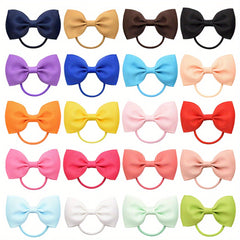 20pcs Toddler Girls Bowknot Hair Rope Solid Rubber Band Hair Accessories