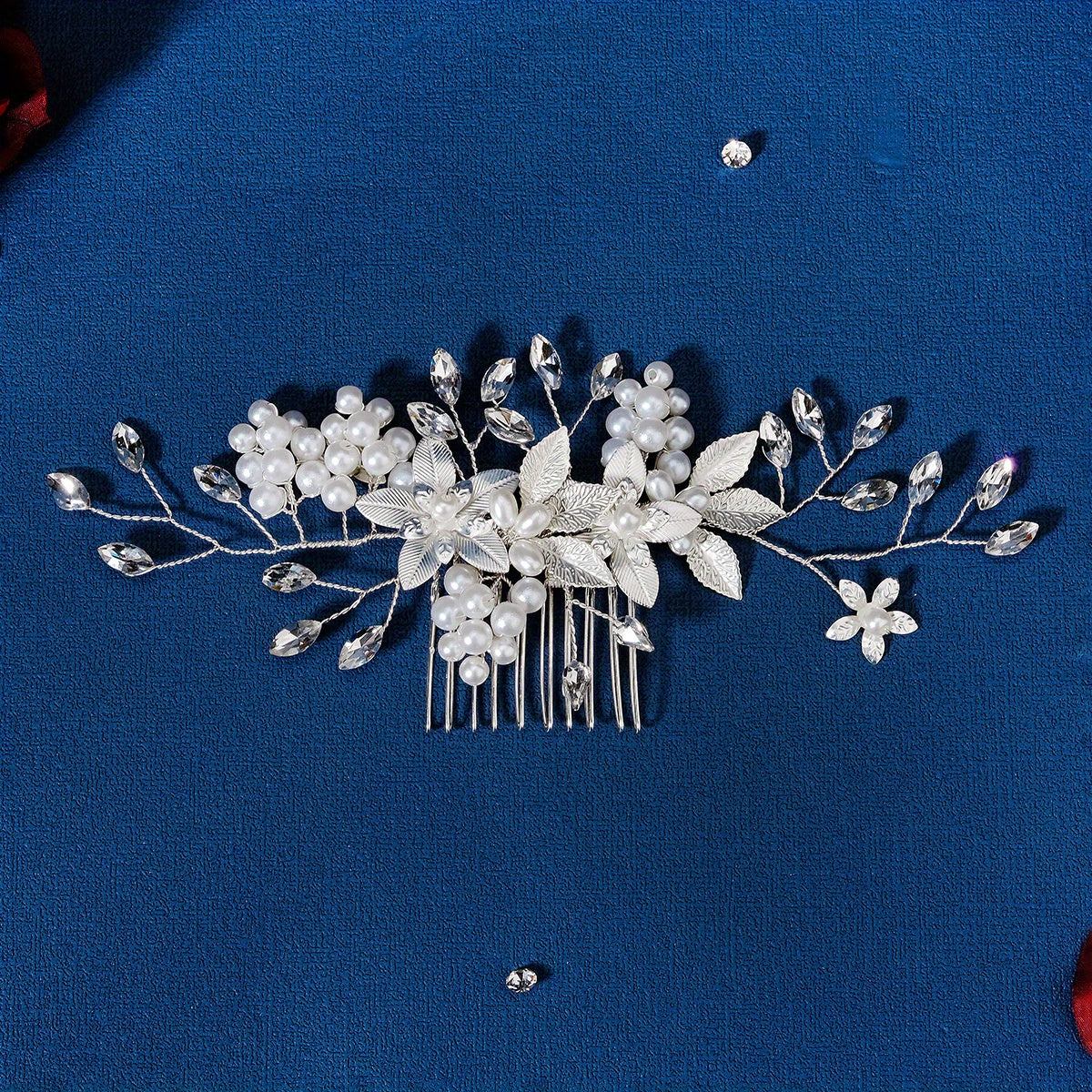 Faux Pearl Crystal Flower Hair Comb Bridal Wedding Hair Accessories