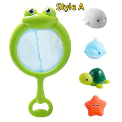 9pcs Kids Bath Toy Set with Fishing Net and Animal Toys