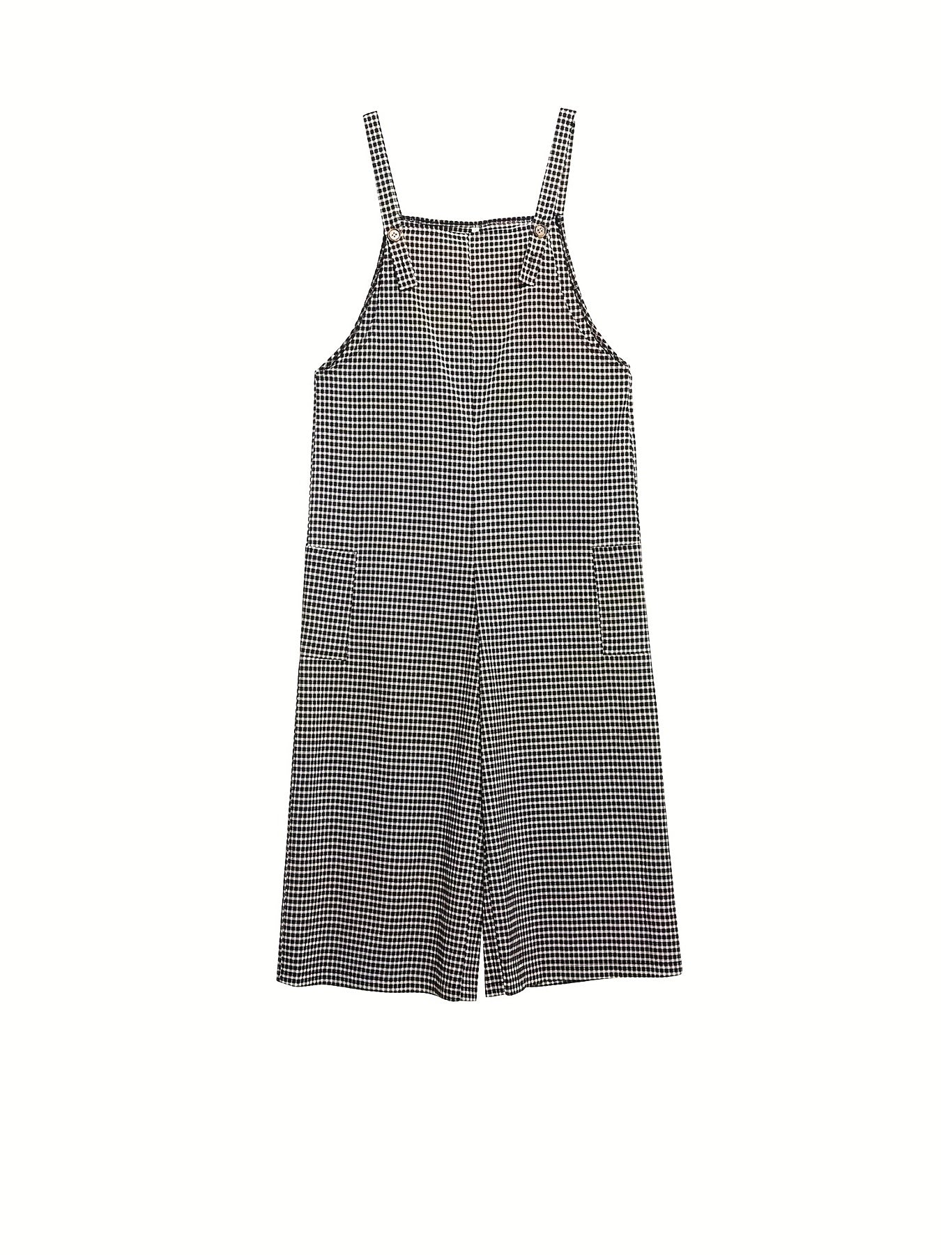 Plaid Print Dual Pockets Overall Jumpsuit