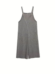 Plaid Print Dual Pockets Overall Jumpsuit
